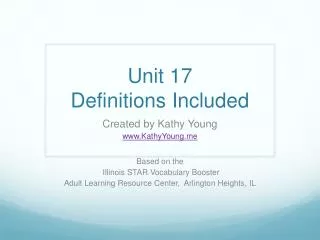 Unit 17 Definitions Included