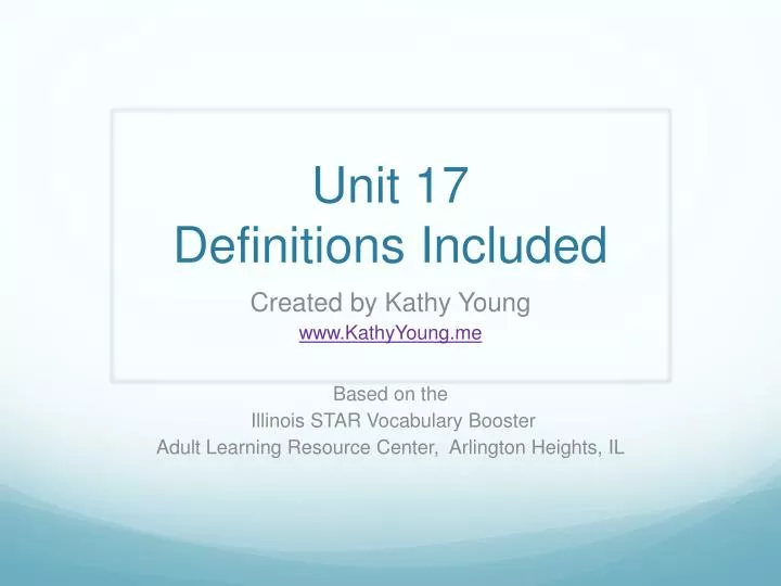 unit 17 definitions included