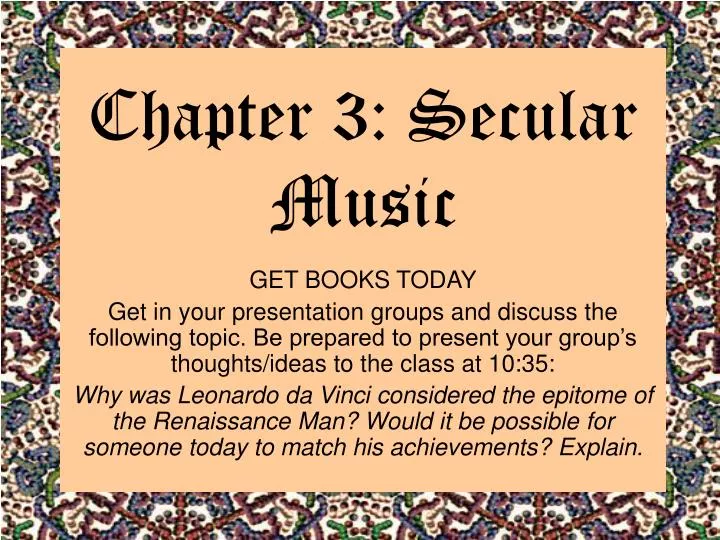 chapter 3 secular music