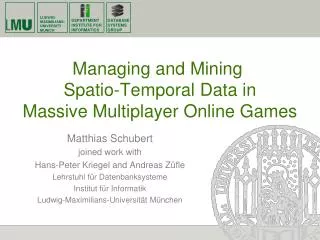 Managing and Mining Spatio -Temporal Data in Massive Multiplayer Online Games