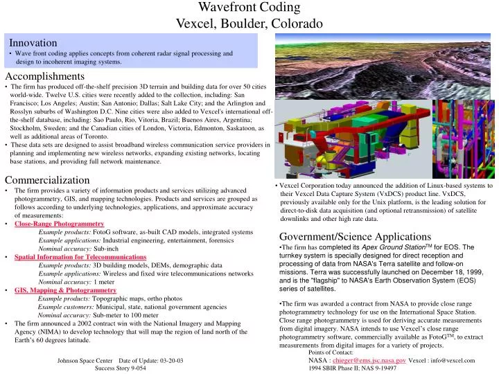 wavefront coding vexcel boulder colorado