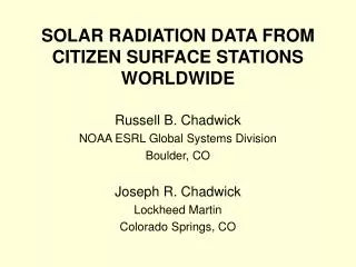 SOLAR RADIATION DATA FROM CITIZEN SURFACE STATIONS WORLDWIDE