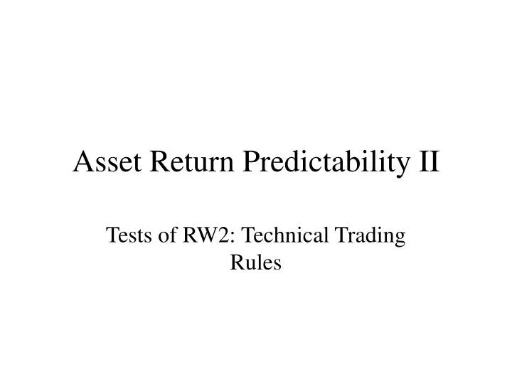 asset return predictability ii