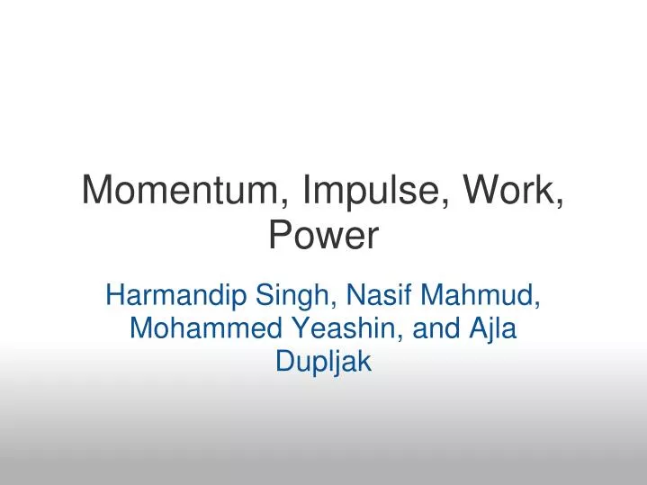 momentum impulse work power