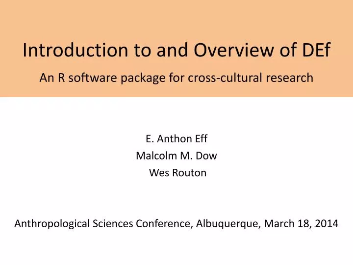 introduction to and overview of def an r software package for cross cultural research