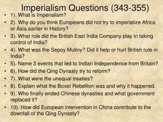 Imperialism Questions (343-355)