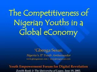 The Competitiveness of Nigerian Youths in a Global eConomy