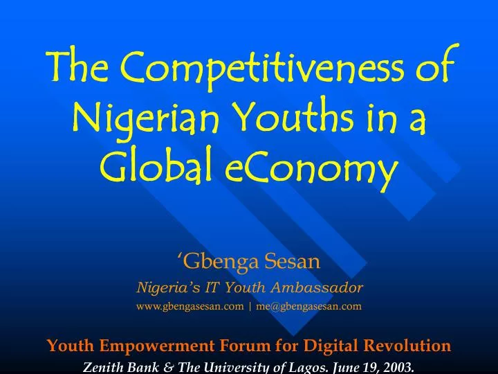 the competitiveness of nigerian youths in a global economy