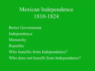 Mexican Independence 1810-1824