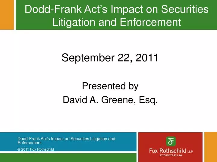 dodd frank act s impact on securities litigation and enforcement