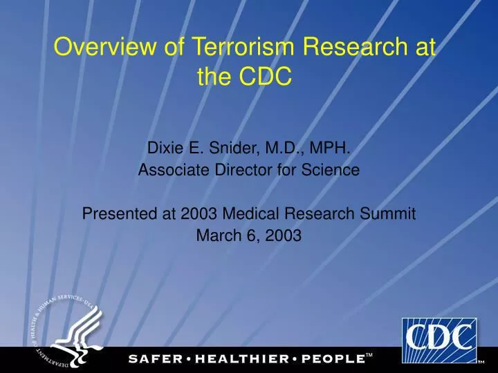 overview of terrorism research at the cdc