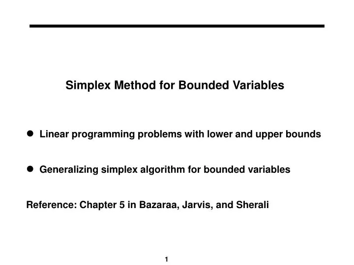 simplex method for bounded variables