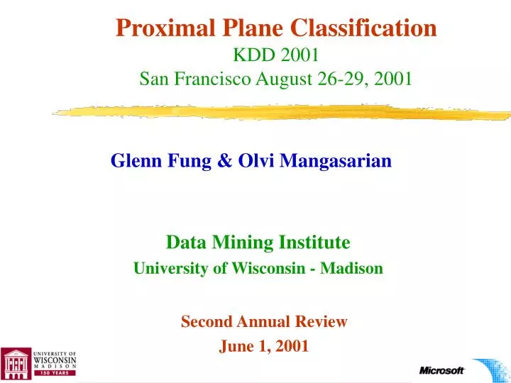 proximal plane classification kdd 2001 san francisco august 26 29 2001