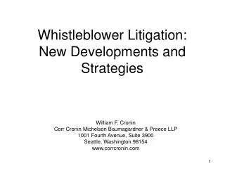 Whistleblower Litigation: New Developments and Strategies