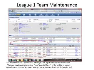 League 1 Team Maintenance