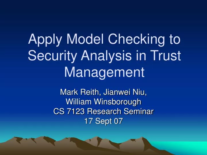 apply model checking to security analysis in trust management