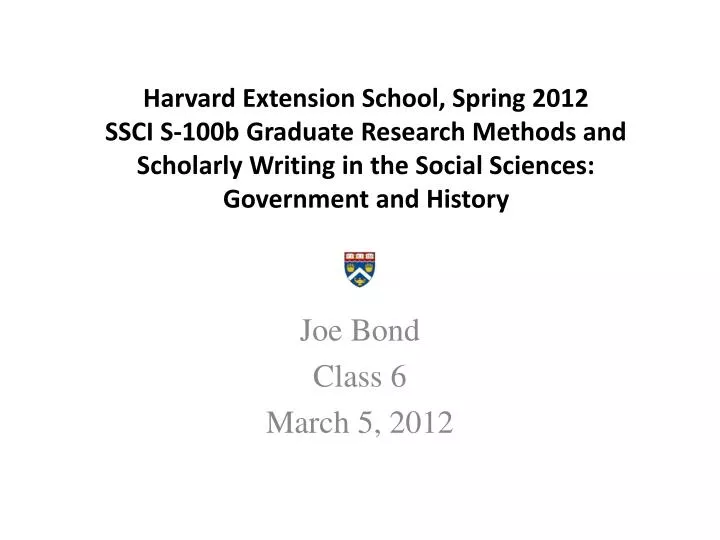 joe bond class 6 march 5 2012
