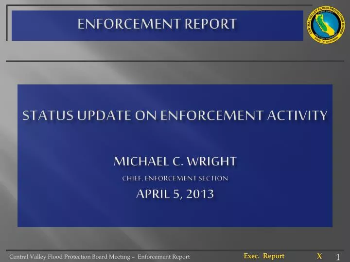 status update on enforcement activity michael c wright chief enforcement section april 5 2013