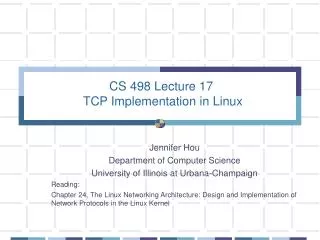 CS 498 Lecture 17 TCP Implementation in Linux