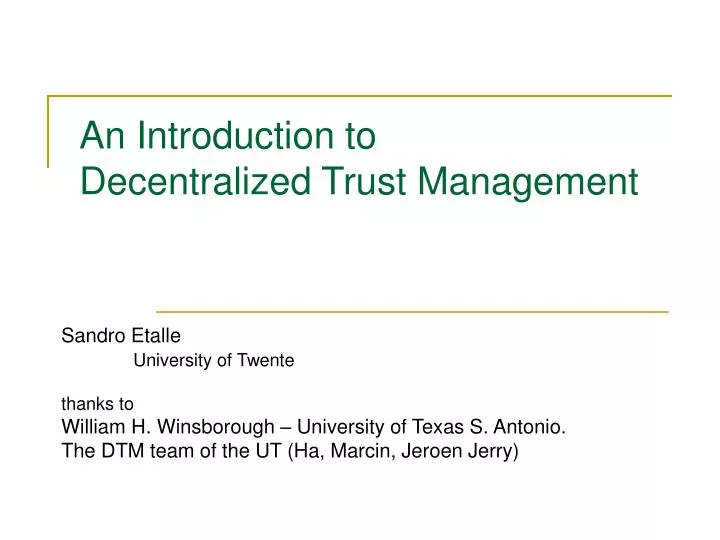 an introduction to decentralized trust management