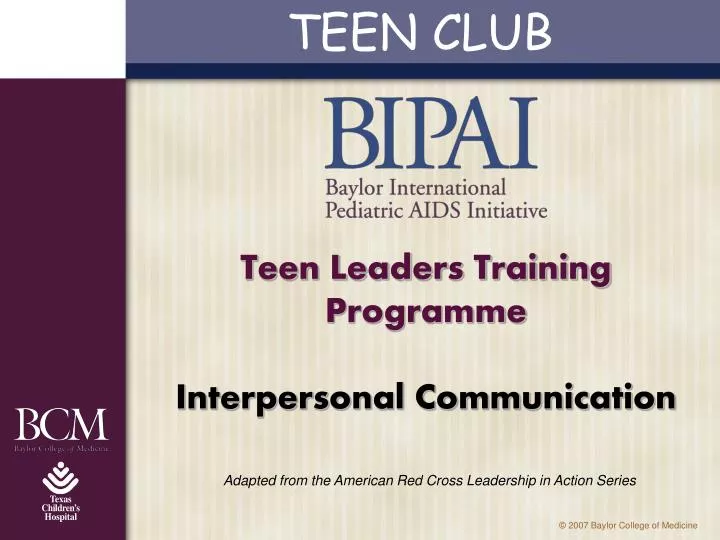 teen leaders training programme interpersonal communication