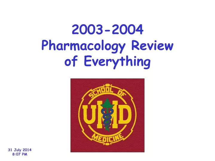 2003 2004 pharmacology review of everything