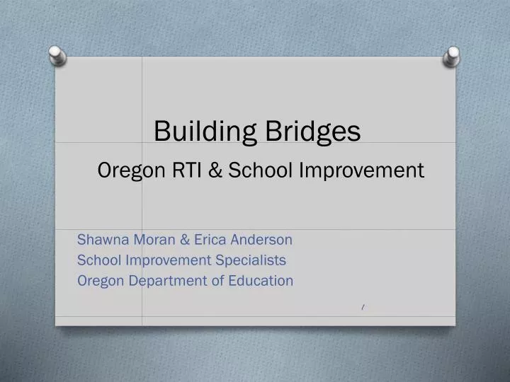building bridges oregon rti school improvement