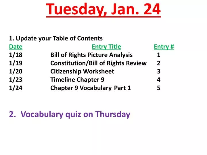 tuesday jan 24