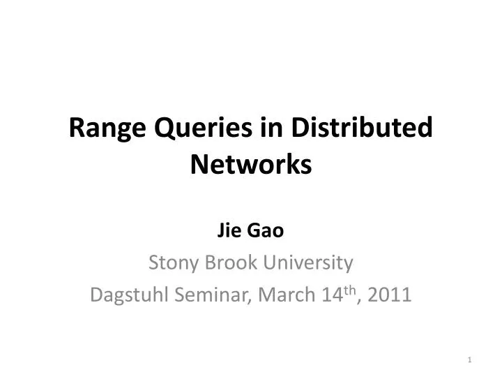 range queries in distributed networks