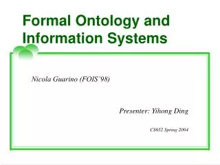 Formal Ontology and Information Systems