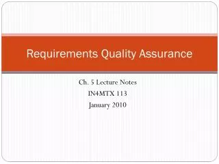Requirements Quality Assurance
