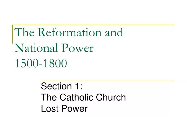 the reformation and national power 1500 1800