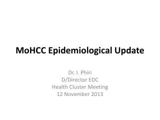 MoHCC Epidemiological Update