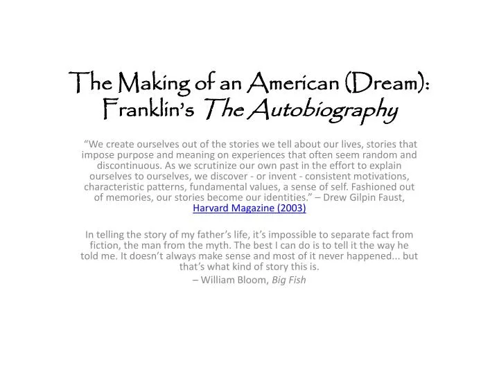 the making of an american dream franklin s the autobiography