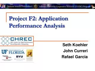 Project F2: Application Performance Analysis