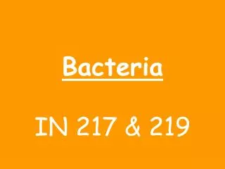 Bacteria IN 217 &amp; 219