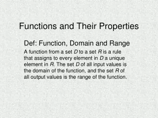functions and their properties
