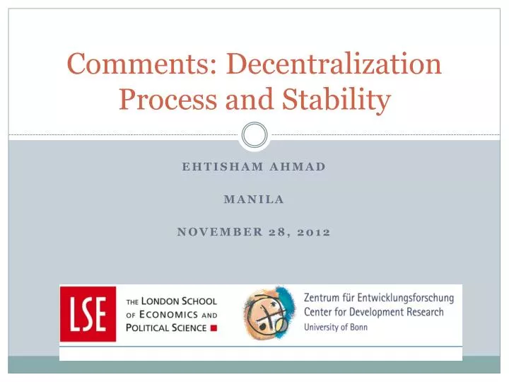 comments decentralization process and stability
