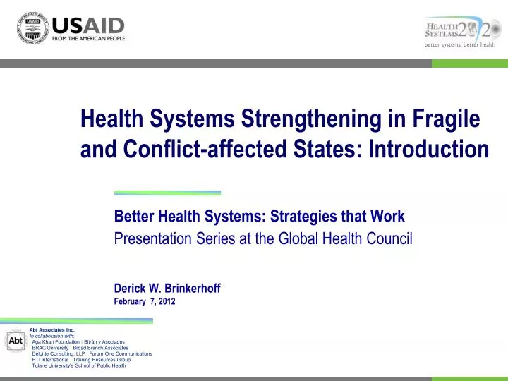 health systems strengthening in fragile and conflict affected states introduction
