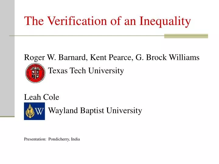 the verification of an inequality