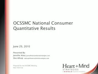 OCSSMC National Consumer Quantitative Results