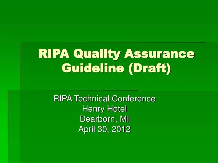 ripa quality assurance guideline draft
