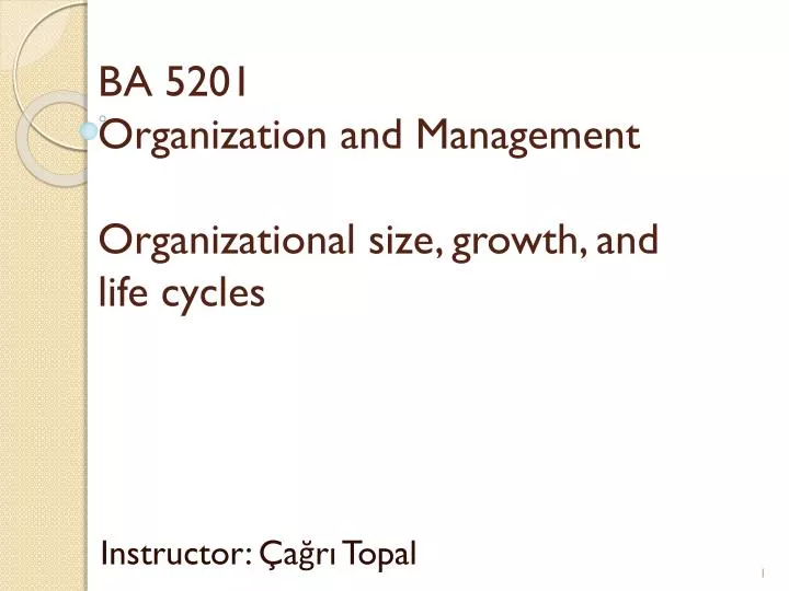 ba 5201 organization and management organizational size growth and life cycles