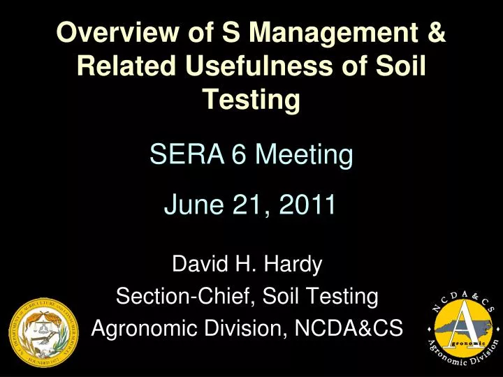 david h hardy section chief soil testing agronomic division ncda cs
