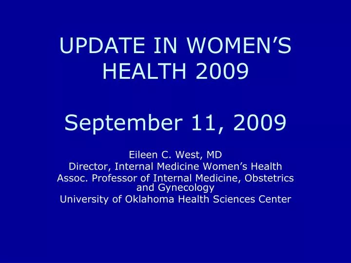 update in women s health 2009 september 11 2009