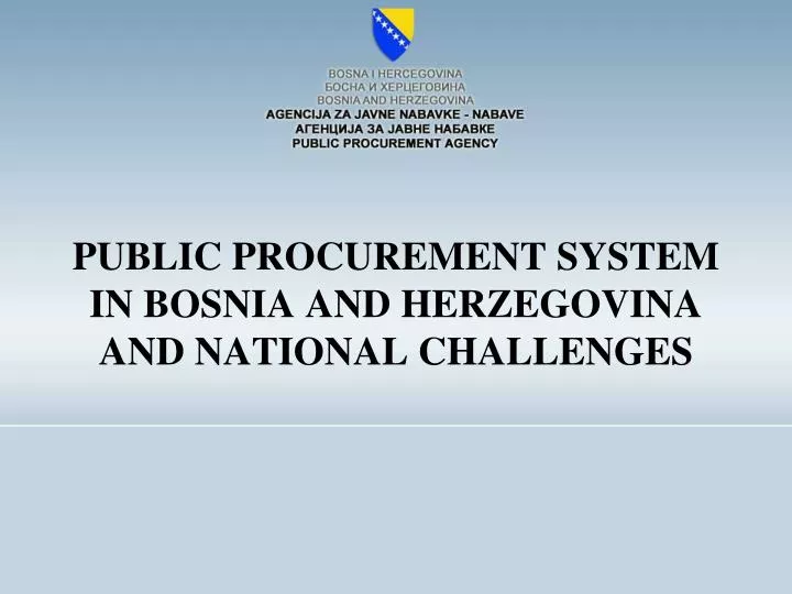 public procurement system in bosnia and herzegovina and national challenges