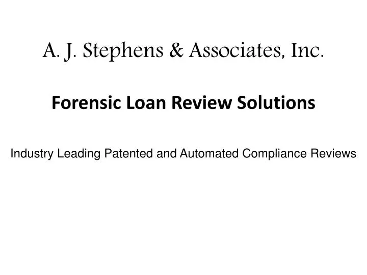 a j stephens associates inc forensic loan review solutions