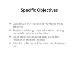Specific Objectives
