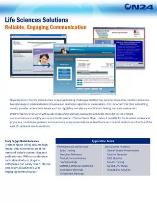Life Sciences Solutions Reliable, Engaging Communication
