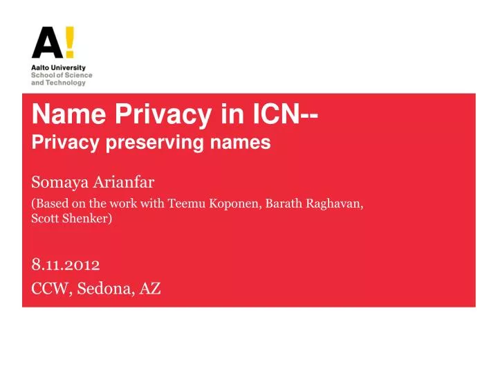 name privacy in icn privacy preserving names